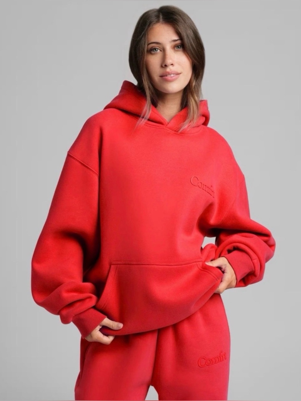 Women’s Comfrt Red  oversized Hoodie M T07